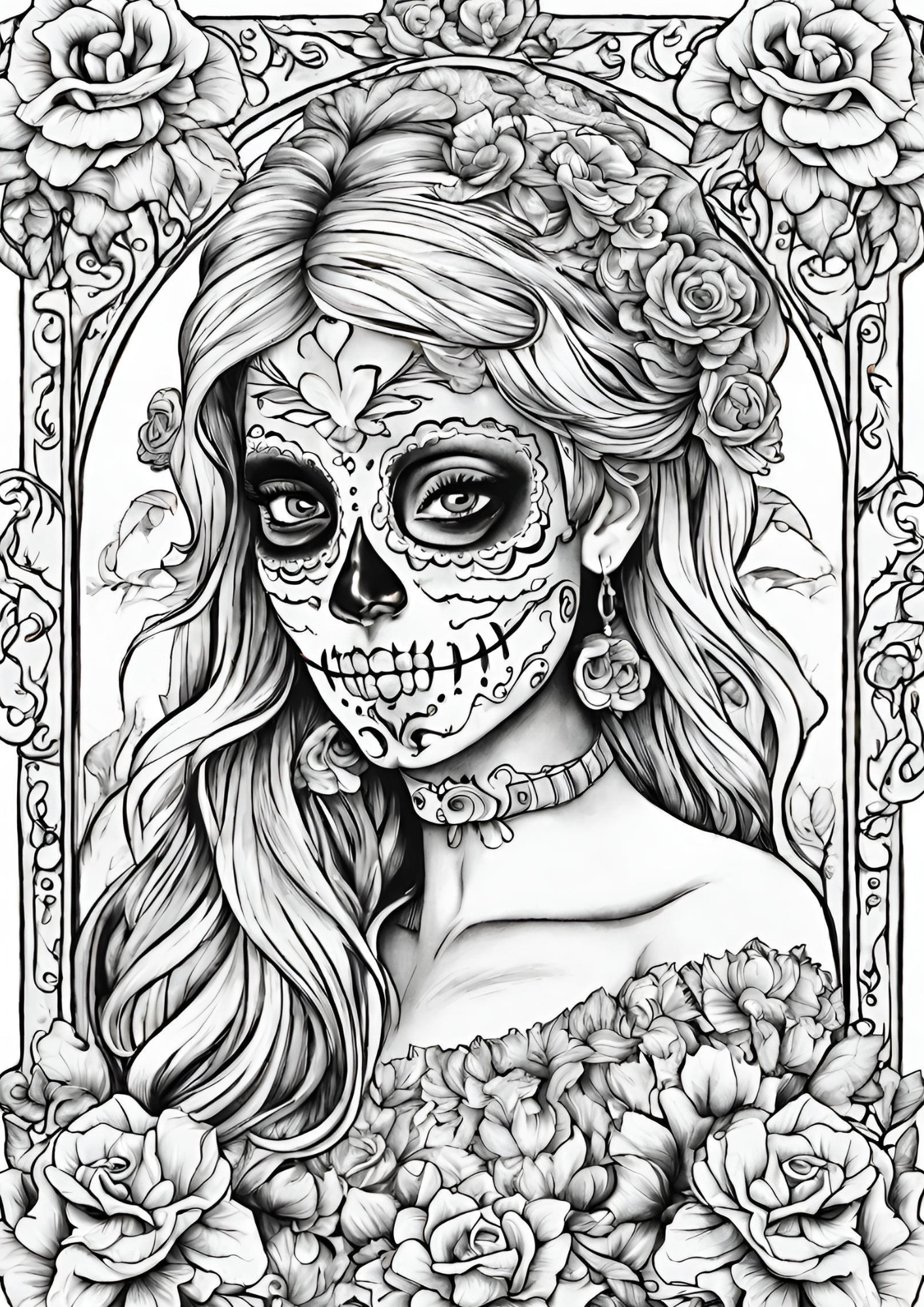 dia de los muertos coloring pages